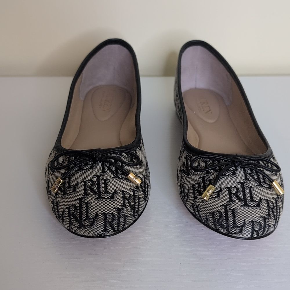 Lauren Ralph Lauren Size 7 Jayna II Ballet Flat Monogram Jacquard, NEW - Picture 3 of 12